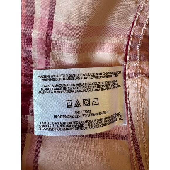 Eddie Bauer Ladies Short Sleeve Adventure Top, Peach Starling Plaid XL - Picture 12 of 16